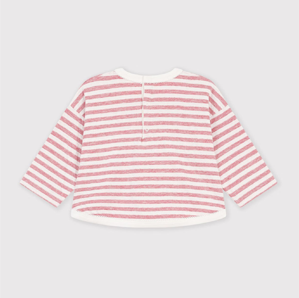tshirt lange mouwen streep, roze - PETIT BATEAU