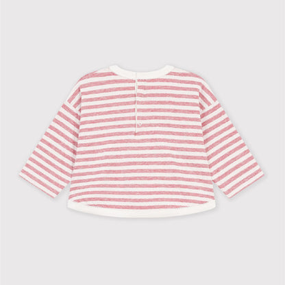 tshirt lange mouwen streep, roze - PETIT BATEAU