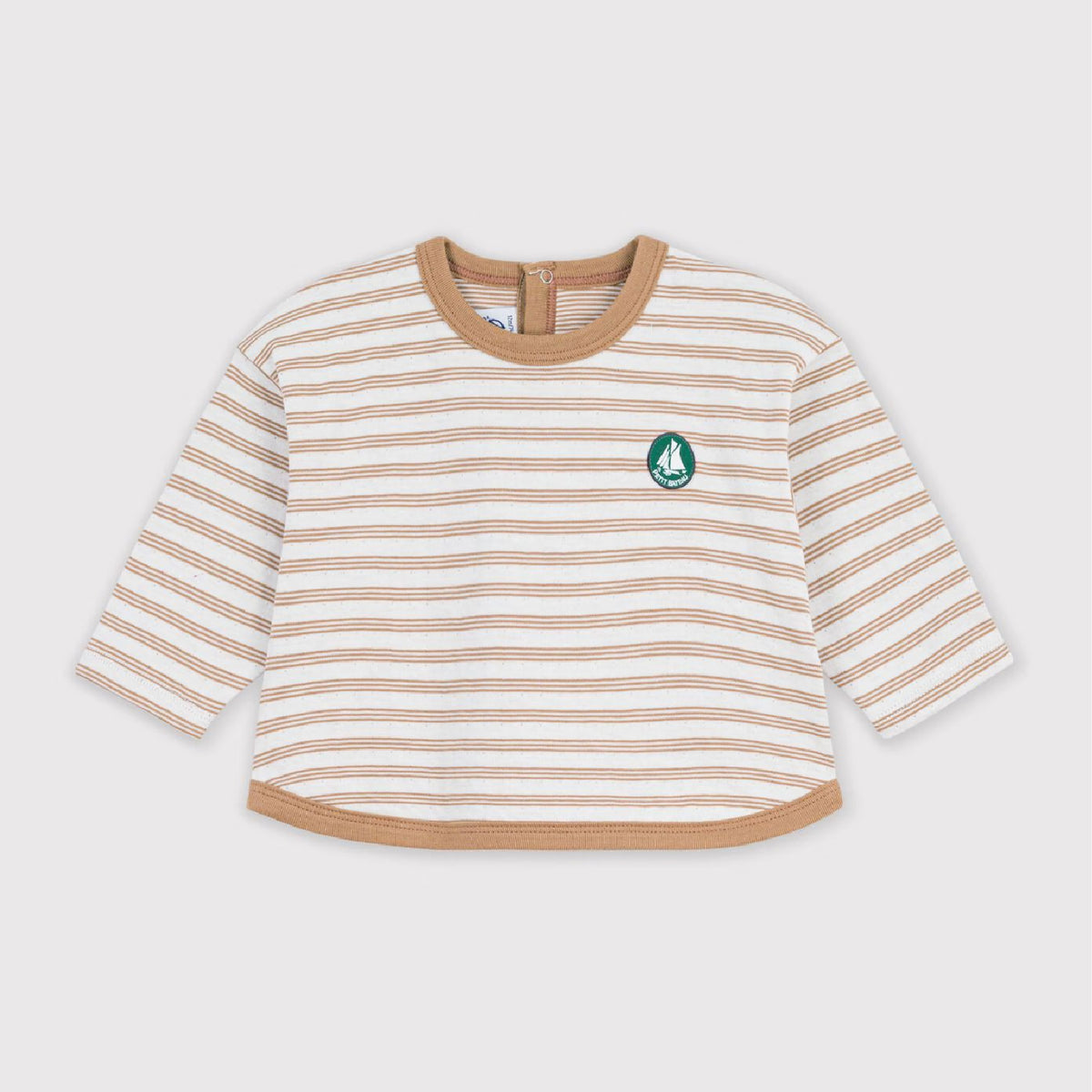 tshirt lange mouwen streep, beige - PETIT BATEAU