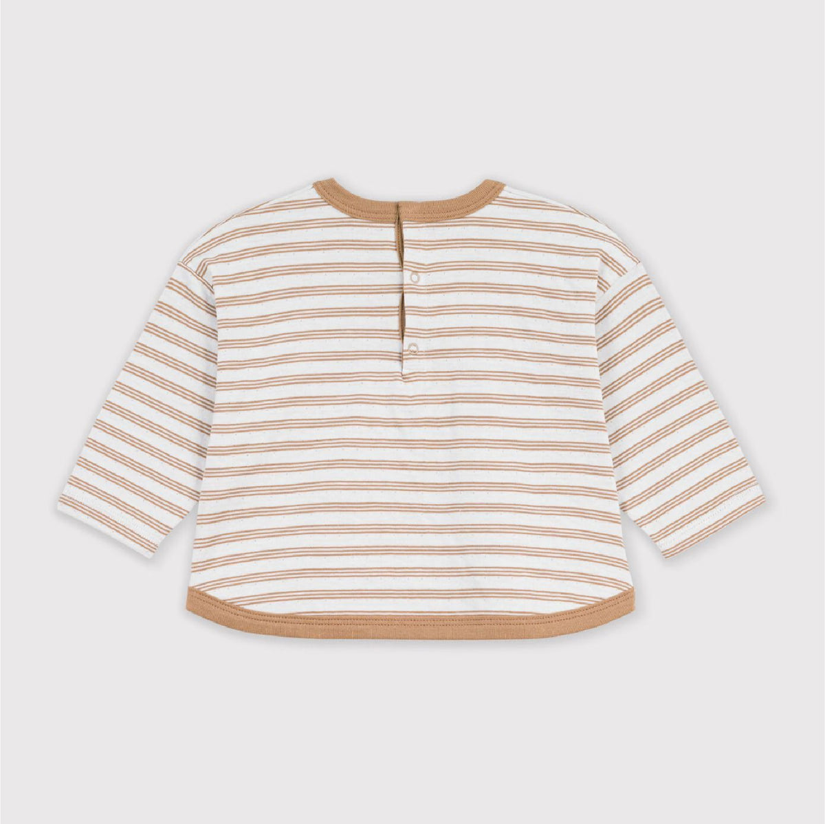 tshirt lange mouwen streep, beige - PETIT BATEAU