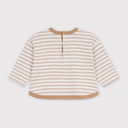 tshirt lange mouwen streep, beige - PETIT BATEAU