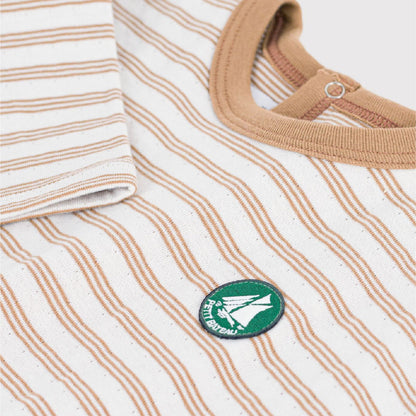 tshirt lange mouwen streep, beige - PETIT BATEAU