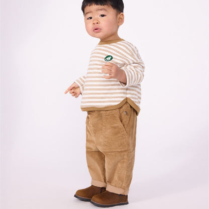 tshirt lange mouwen streep, beige - PETIT BATEAU