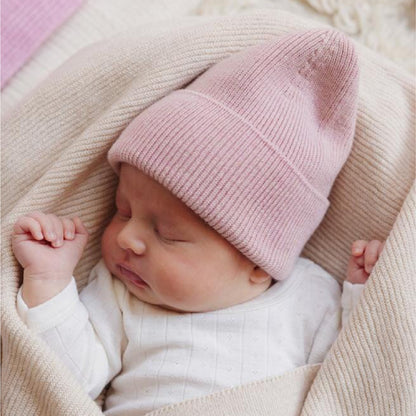 beanie fonzie newborn, powder - HVID