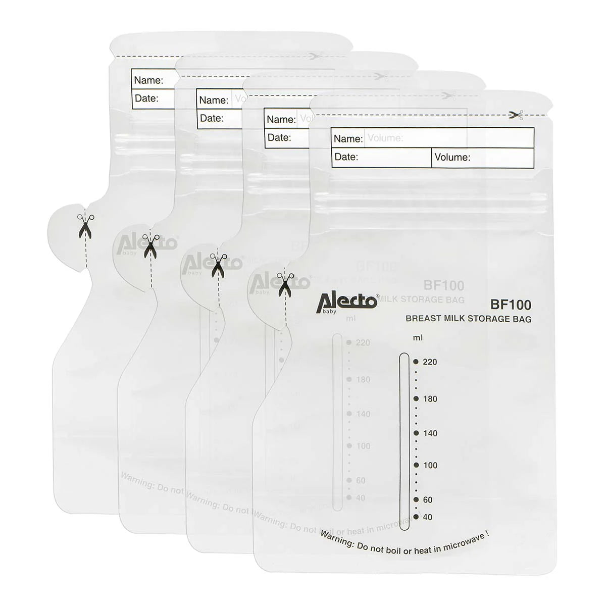 bewaarzakjes moedermelk,  220 ml x 100 - ALECTO