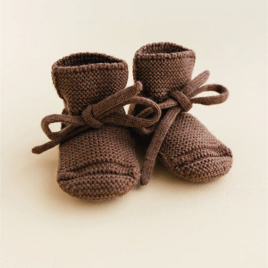 booties 0-9 mnd., mocha - HVID