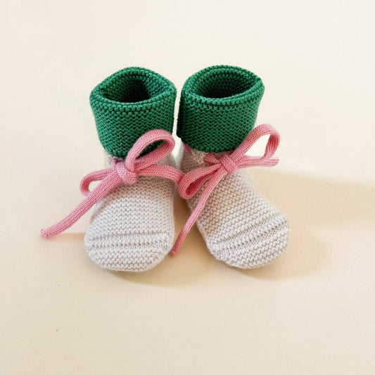 booties 0-9 mnd., cream/grass - HVID