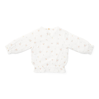 blouse met mouwen, white meadows - LITTLE DUTCH