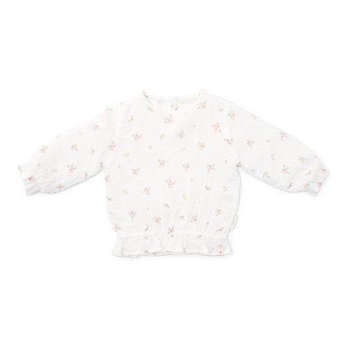 blouse met mouwen, white meadows - LITTLE DUTCH