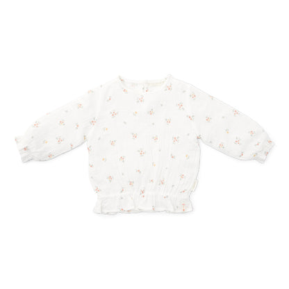 blouse met mouwen, white meadows - LITTLE DUTCH