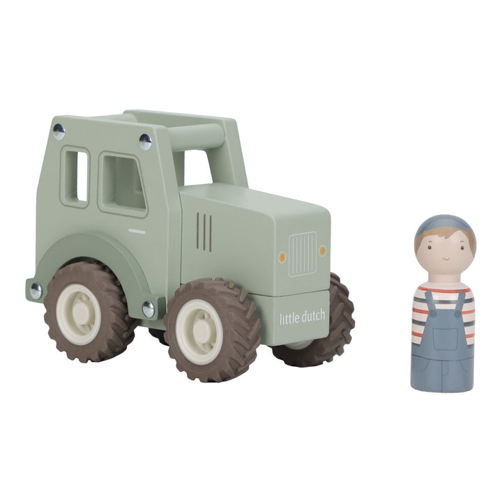 houten tractor, groen - LITTLE DUTCH