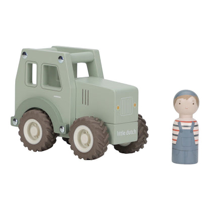 houten tractor, groen - LITTLE DUTCH