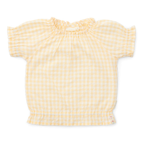 blouse korte mouwen, sunshine checks - LITTLE DUTCH
