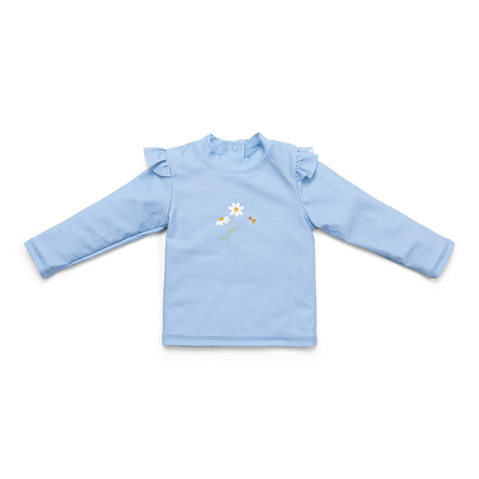 UV zwem t-shirt, blue daisies - LITTLE DUTCH