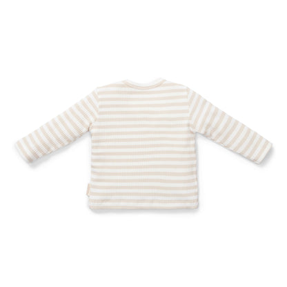 t-shirt lange mouw, stripe sand/white - LITTLE DUTCH