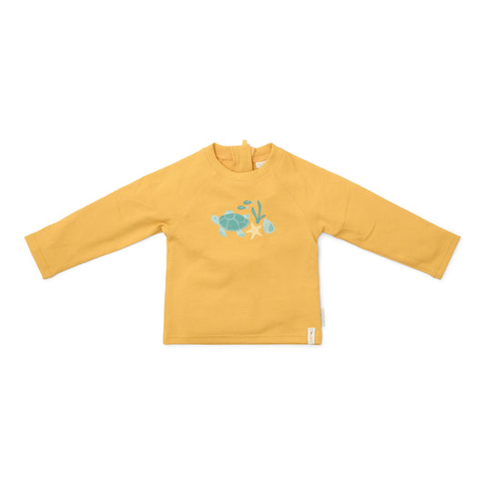 UV zwem t-shirt seashells, sunny yellow - LITTLE DUTCH