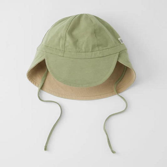 omkeerbaar zonnehoedje UPF 50+, olive green/sandy beach - CLOBY