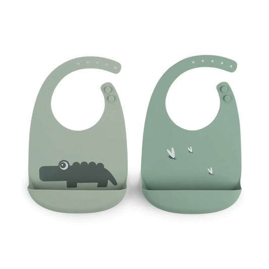 siliconen eetslab croco, 2-pack, green - DONE BY DEER
