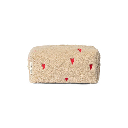 pouch teddy hearts, ecru - STUDIO NOOS