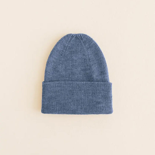 beanie fonzie newborn, denim - HVID
