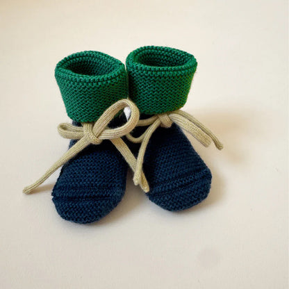 booties 0-9 mnd., blue/grass - HVID