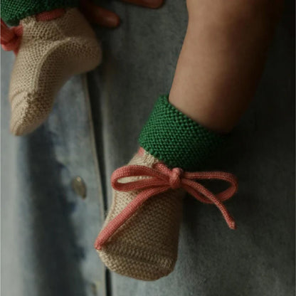 booties 0-9 mnd., cream/grass - HVID