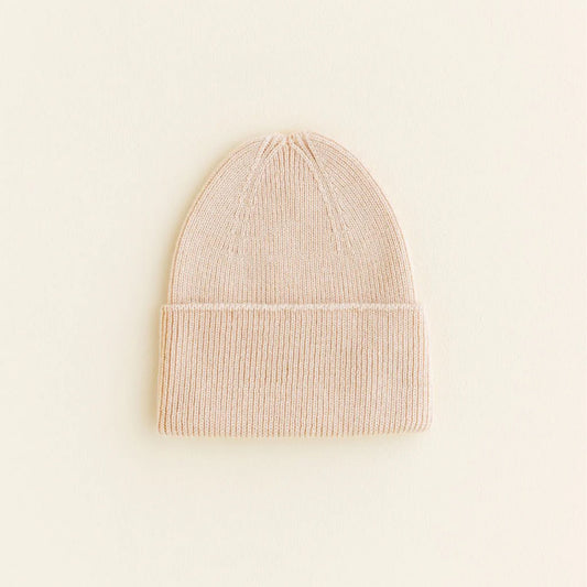 beanie fonzie newborn, oat - HVID