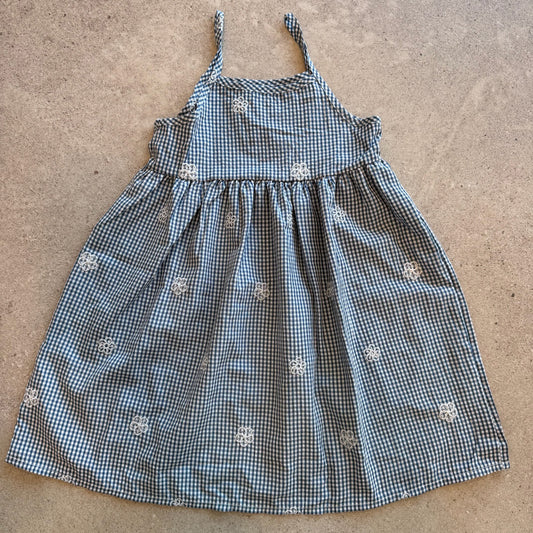 jurk flower check, blue - BY JO+LIZ