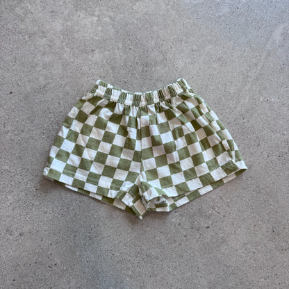short checkerboard, olive - BY JO+LIZ