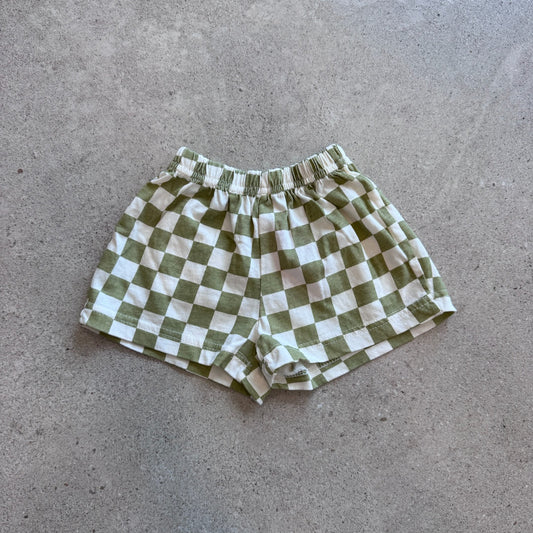 short checkerboard, olive - BY JO+LIZ