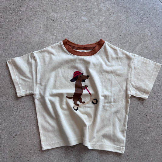 t-shirt riding animal, cream - BY JO+LIZ