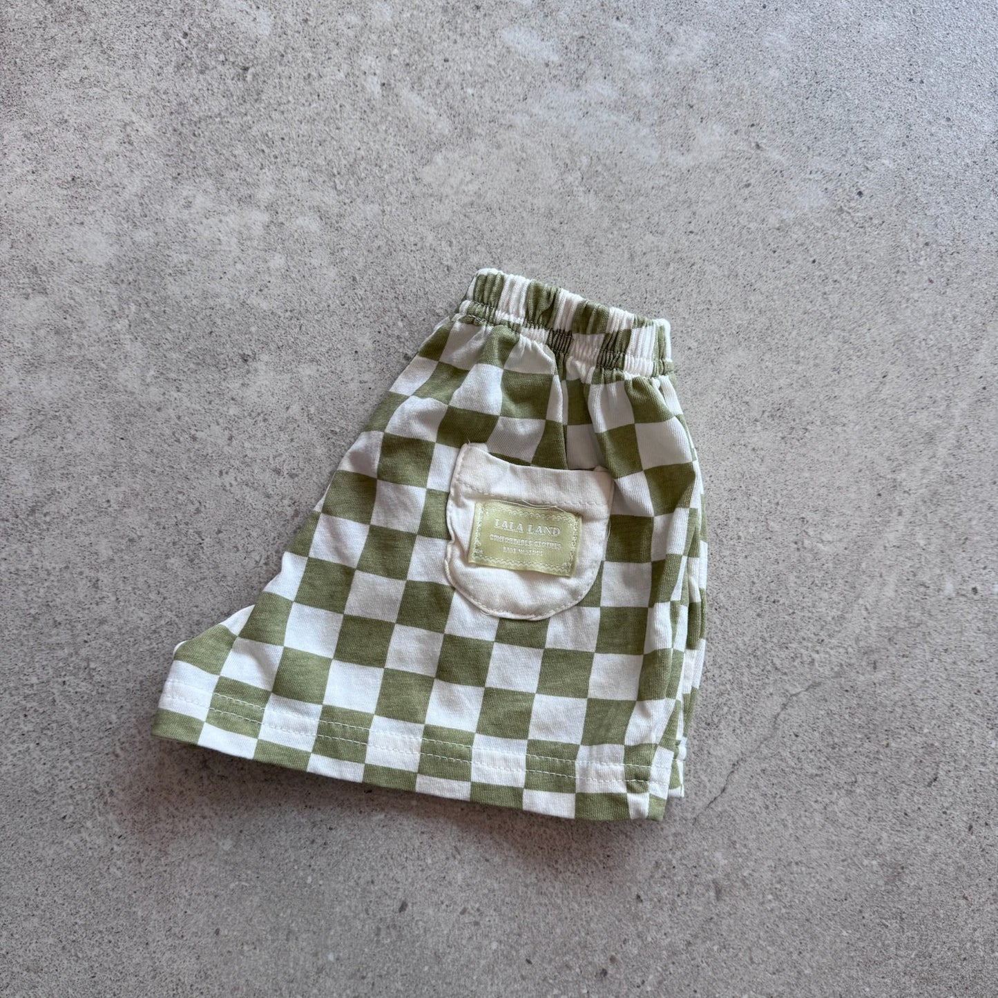 short checkerboard, olive - BY JO+LIZ