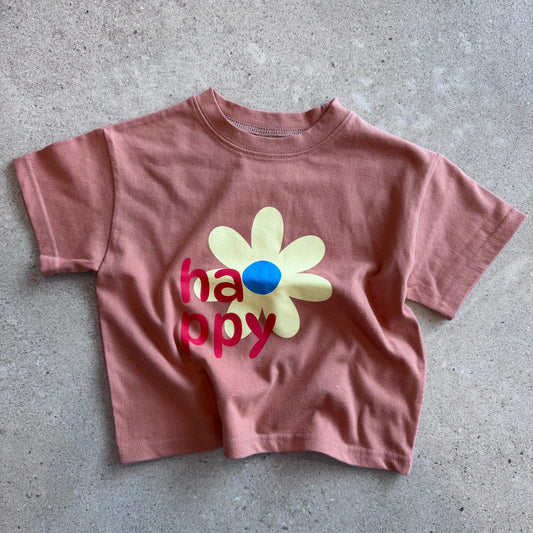 t-shirt happy flower, brown - BY JO+LIZ