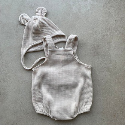 tuinbroek waffle, light beige - BY JO+LIZ