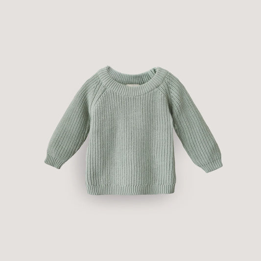 sweater chunky knit, light mint - MUSHIE