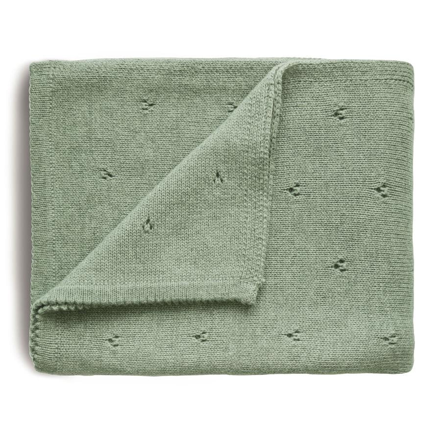 dekentje pointelle, sage – MUSHIE