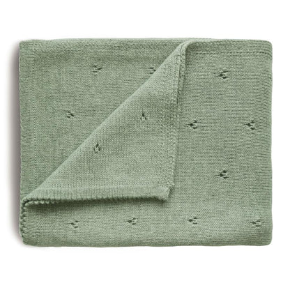 dekentje pointelle, sage – MUSHIE