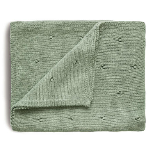 dekentje pointelle, sage – MUSHIE