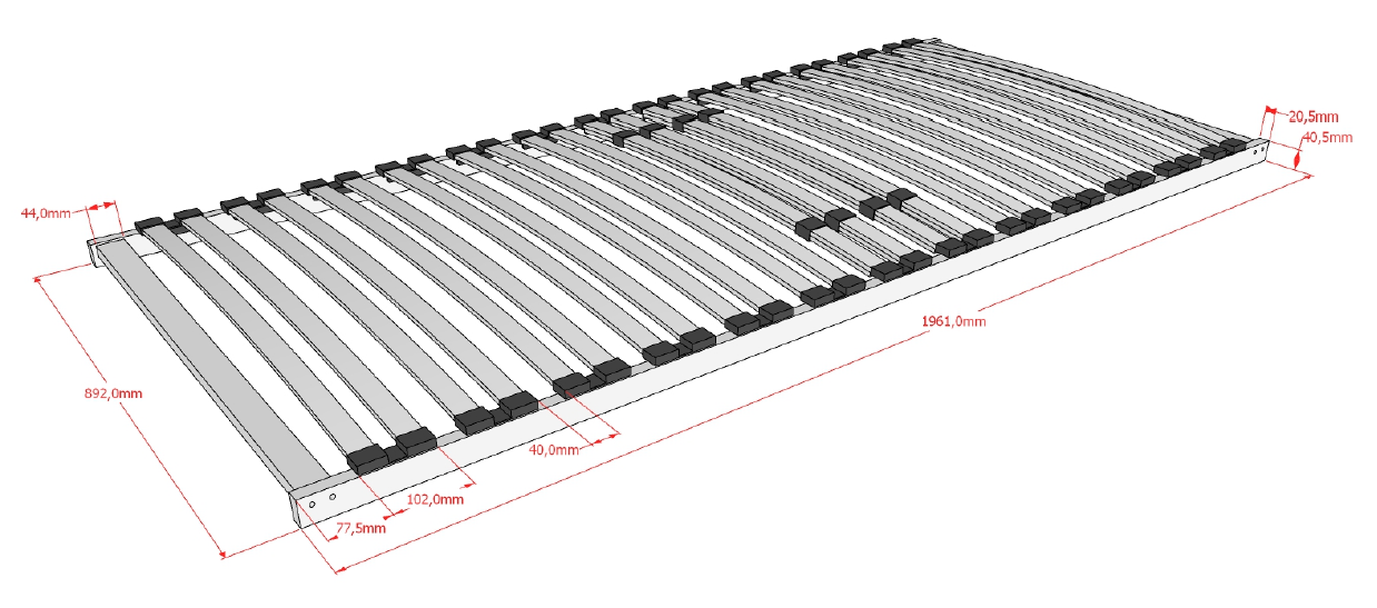 lattenbodem kader 26 latten 90 x 200 cm - JAXX