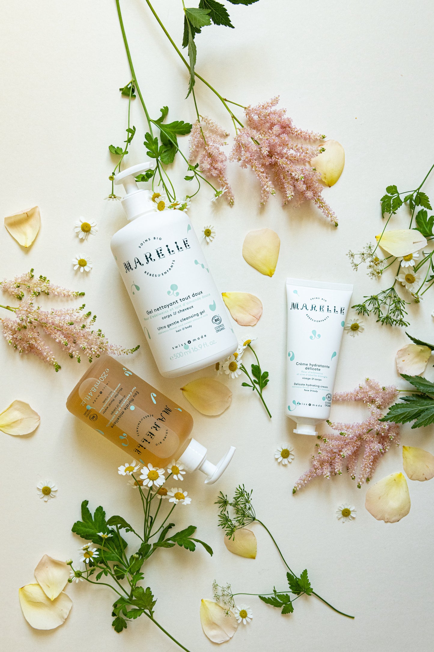wasgel/shampoo, edelweissbloem en amandelmelk - MARELLE