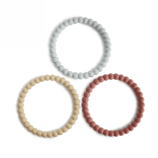 bijtring parelarmband, mellow/terracotta/periwinkle - MUSHIE
