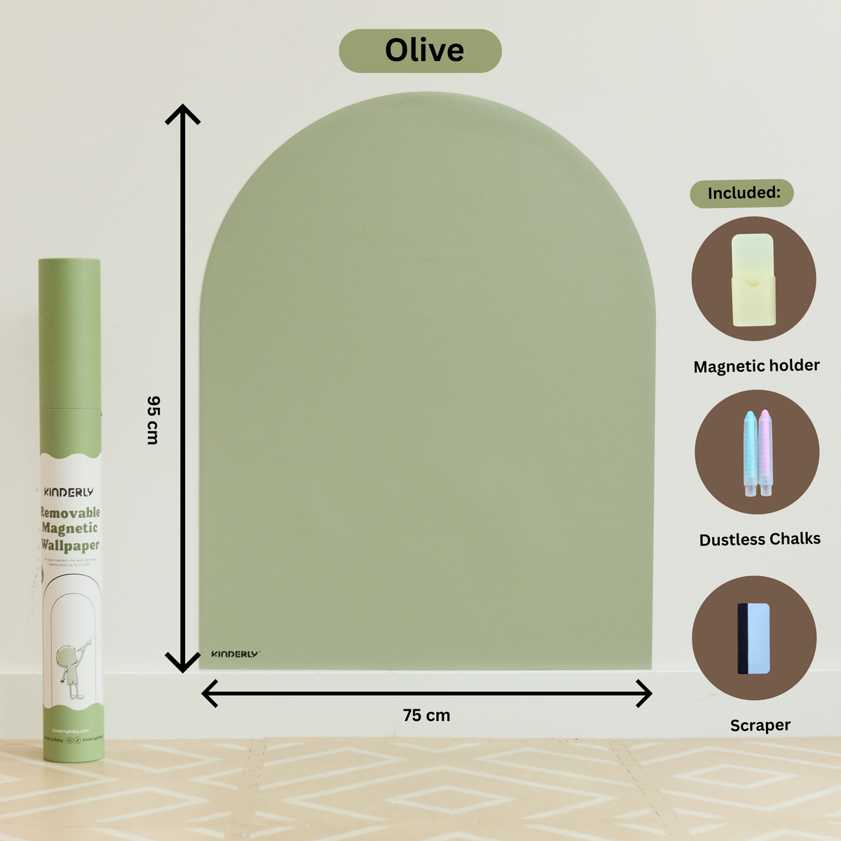 verplaatsbare magnetische muursticker, olive - KINDERLY
