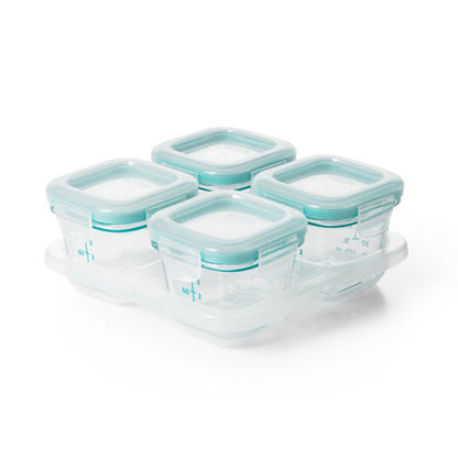 bewaarpotjes set glas, teal, 4x120 ml - OXO TOT