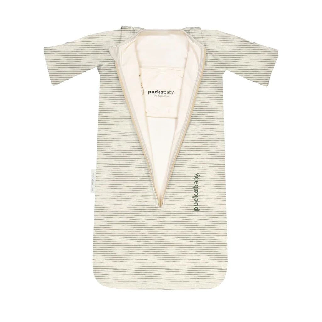 slaapzak newborn, green stripes, 0.5 TOG - PUCKABABY