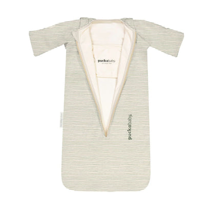 slaapzak newborn, green stripes, 0.5 TOG - PUCKABABY