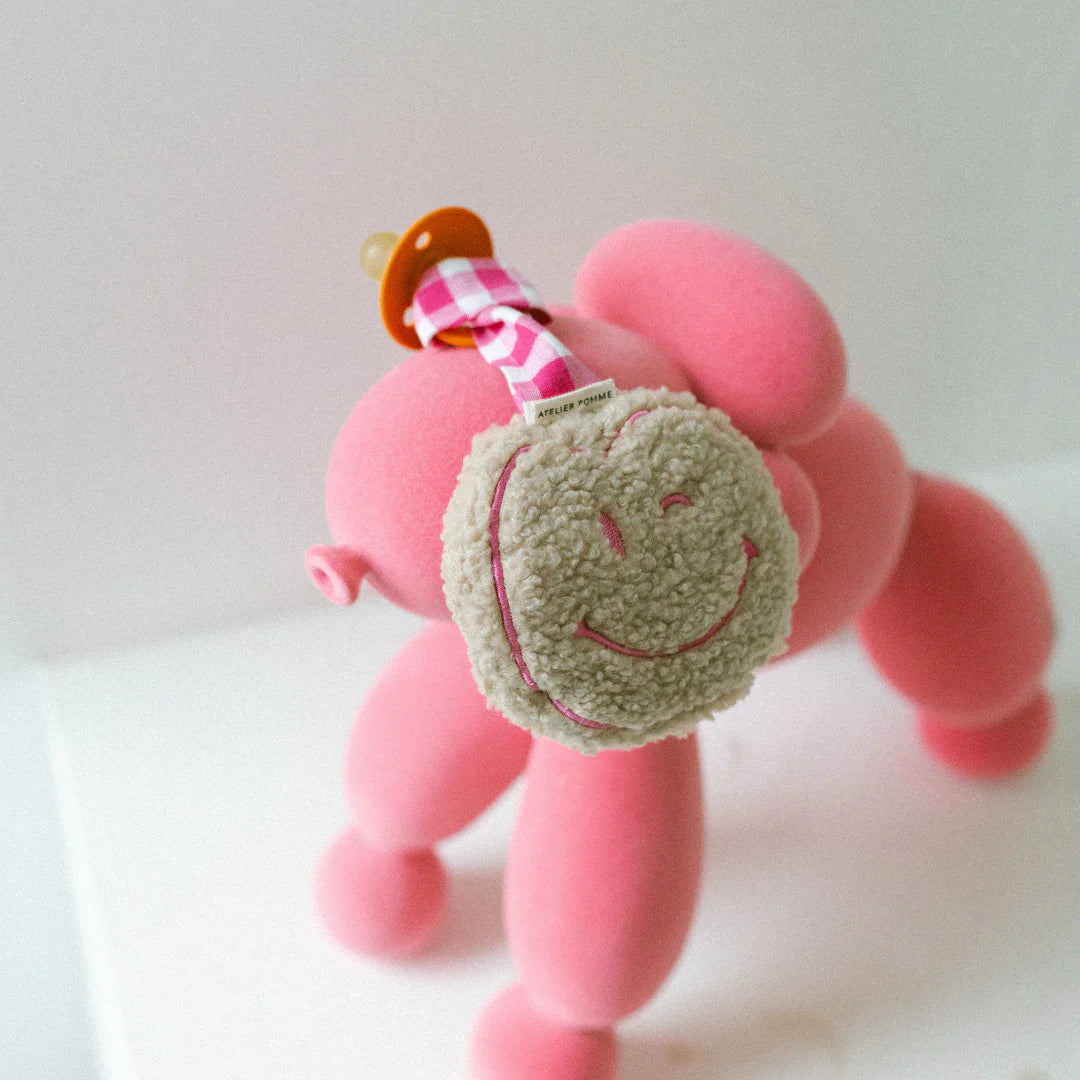 speendoekje pomme teddy, checked blowy bubblegum - ATELIER POMME