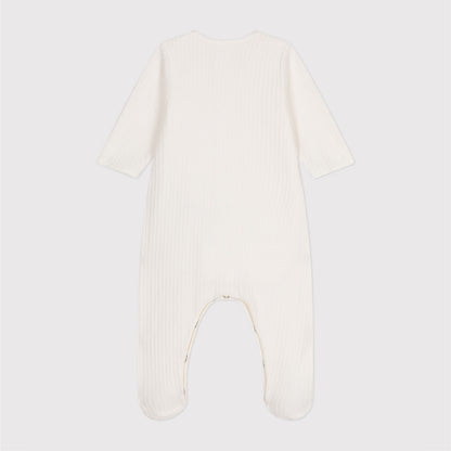 bodyjama velours, geborduurd hartje - PETIT BATEAU