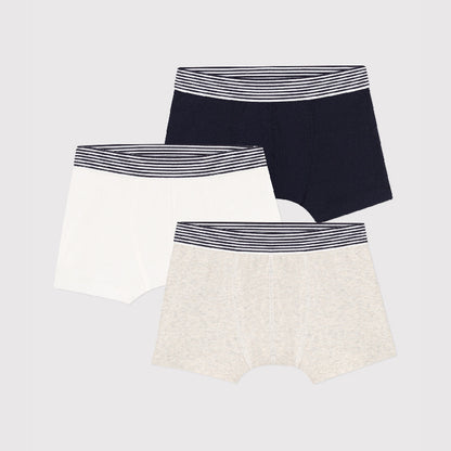 boxershort, 3-pack, wit/blauw/beige - PETIT BATEAU