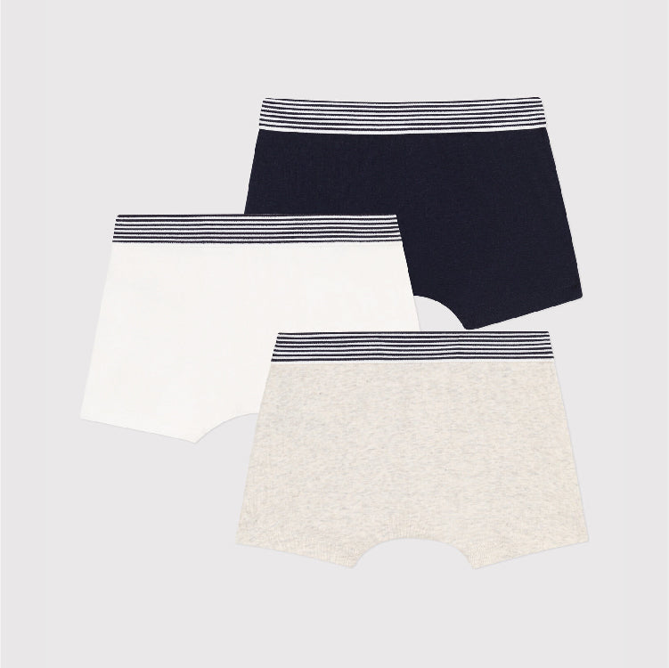boxershort, 3-pack, wit/blauw/beige - PETIT BATEAU