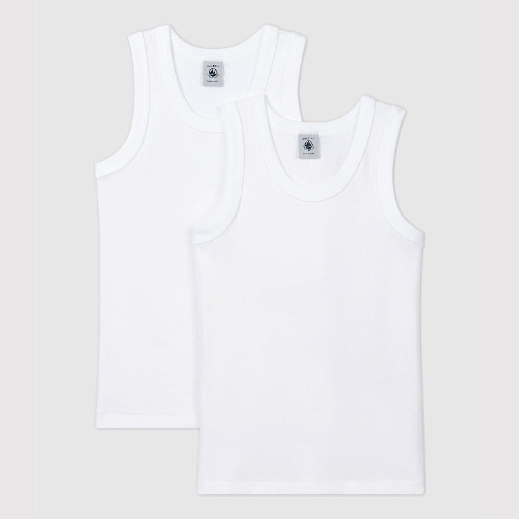 hemdje jongen, 2-pack, wit - PETIT BATEAU